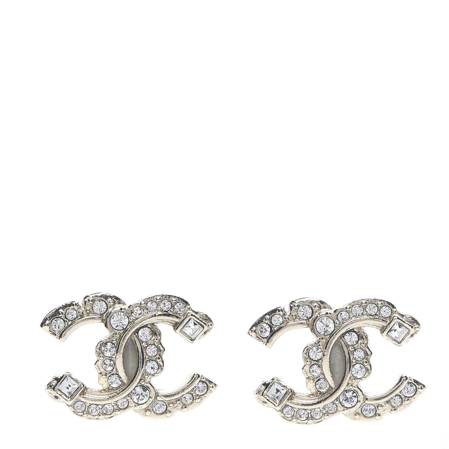 Crystal Baguette CC Earrings Gold