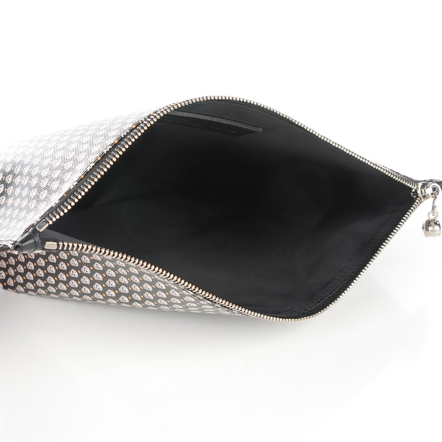 Coated Canvas Mini Skull Zipped Pouch Black