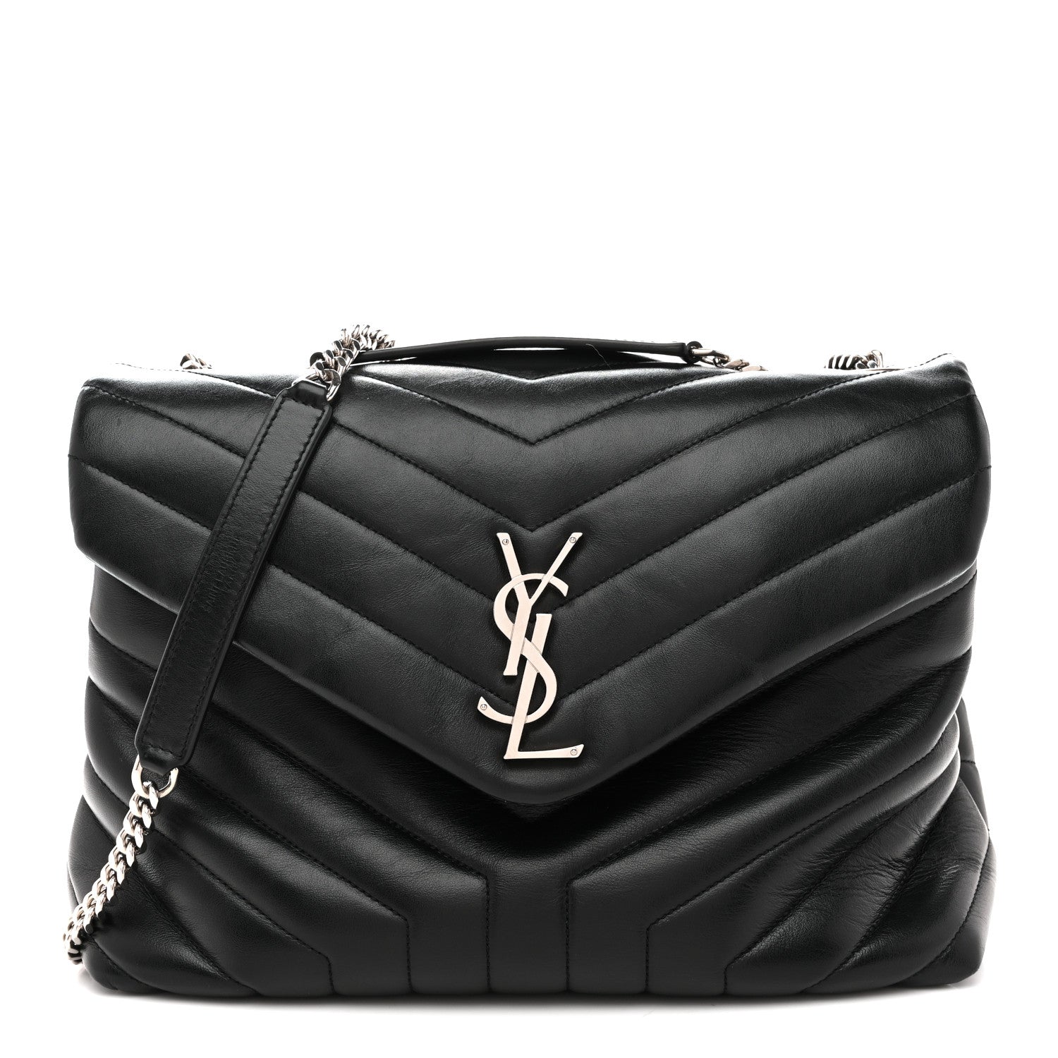 Saint Laurent Calfskin Y Quilted Monogram Medium Loulou Chain Satchel Black 1 of 11