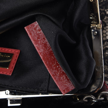 Fendi Lace Mink Pearl Mini Neve Shoulder Bag Black 7 of 9