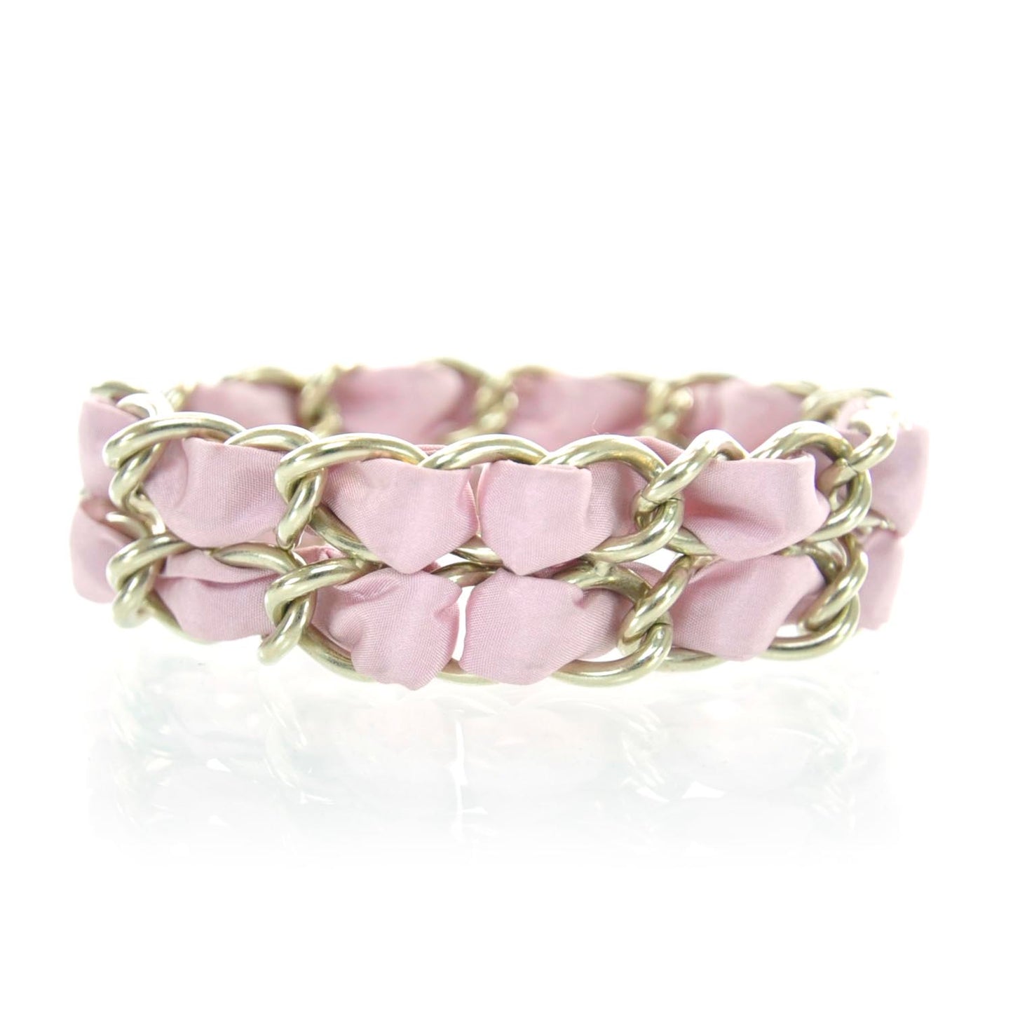 Satin CC Chain Bracelet Pink