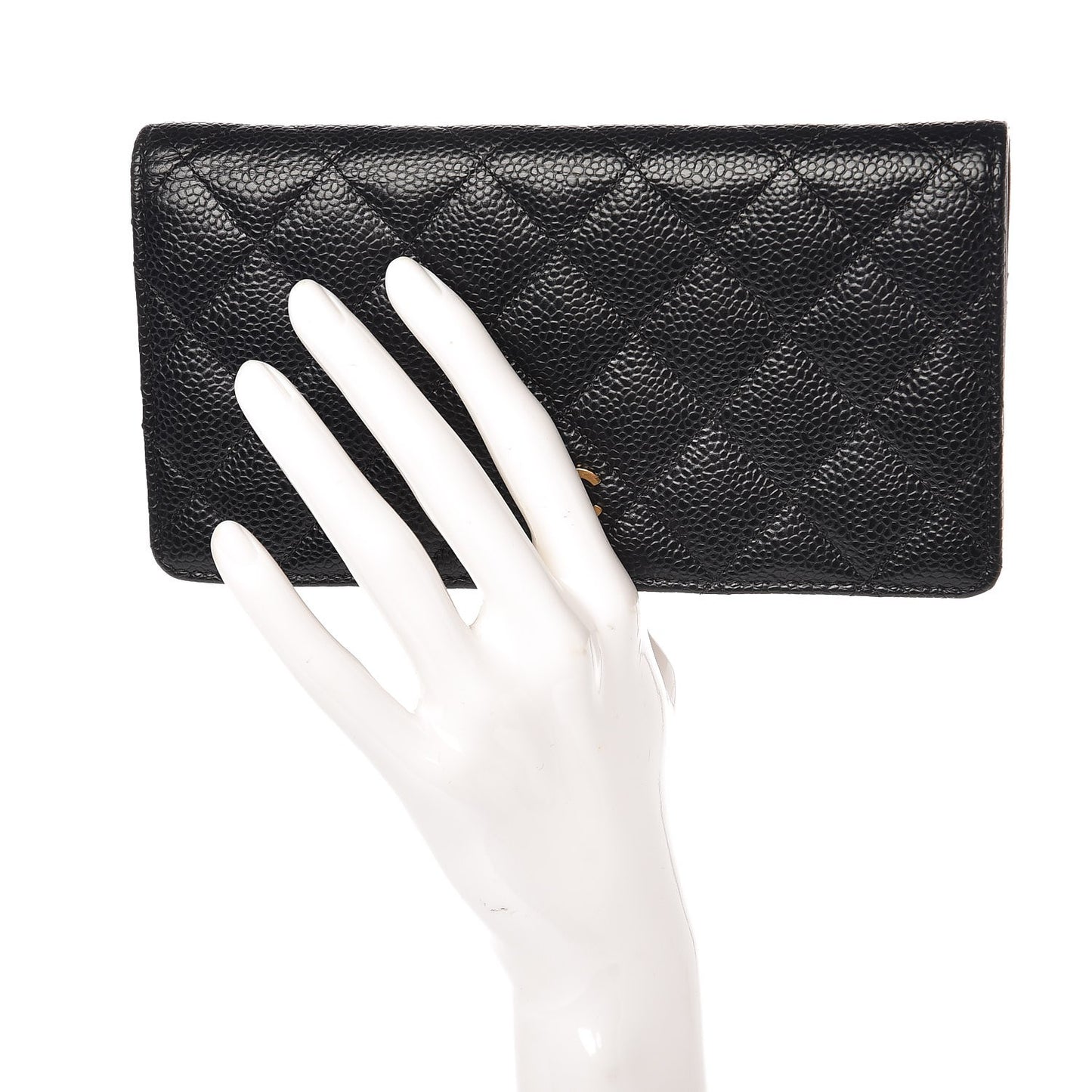 Caviar Quilted Yen Wallet Black