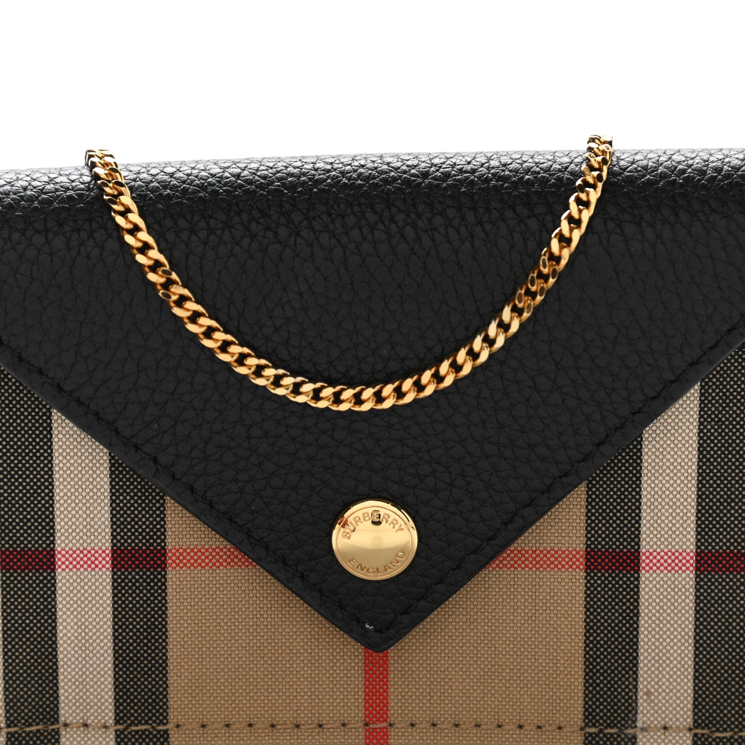 Burberry Grainy Calfskin Vintage Check Jade Card Case On Chain Black 8 of 8