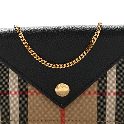 Burberry Grainy Calfskin Vintage Check Jade Card Case On Chain Black 8 of 8
