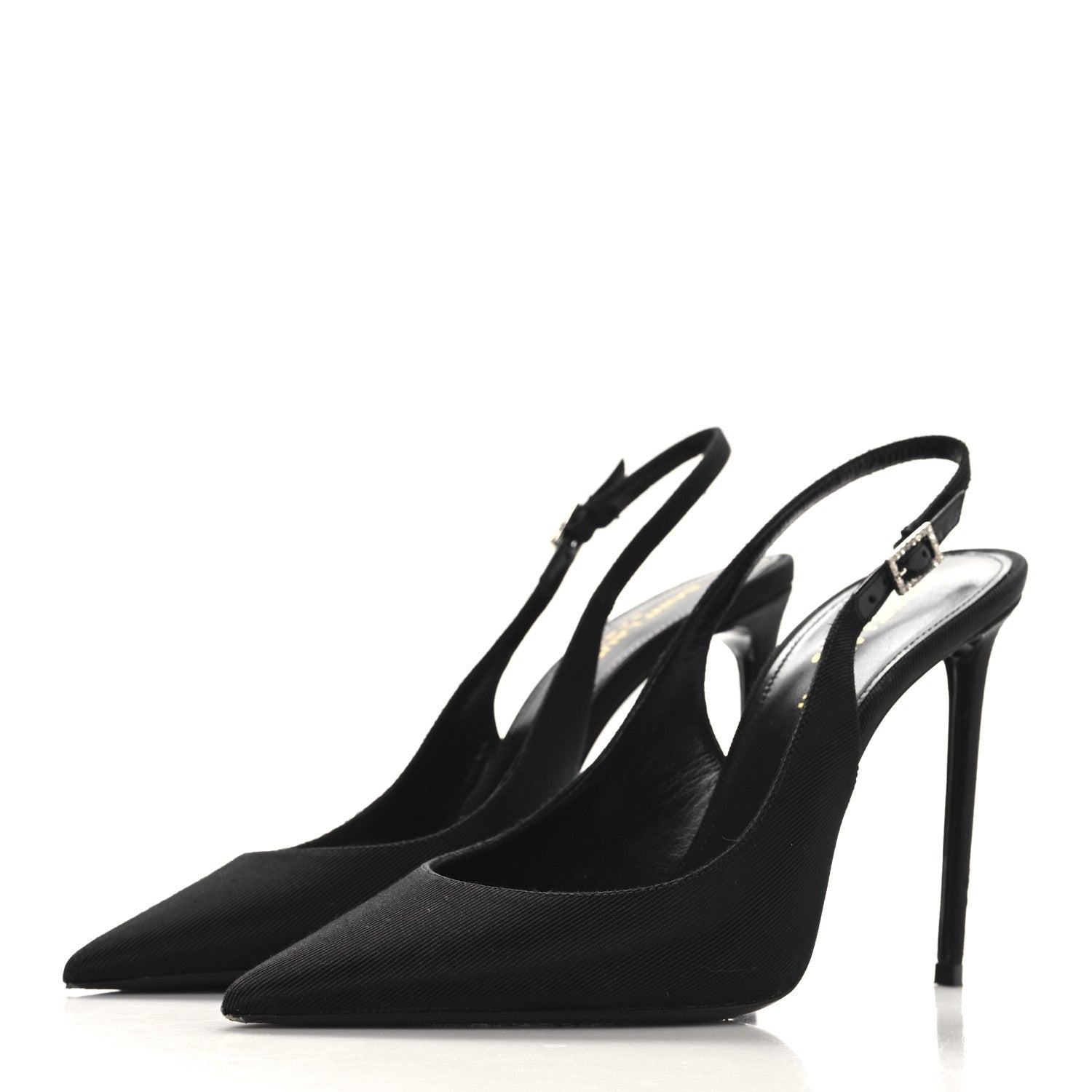 Saint Laurent Grosgrain Penelope Zoe 105 Slingback Pump 38 Black 4 of 10