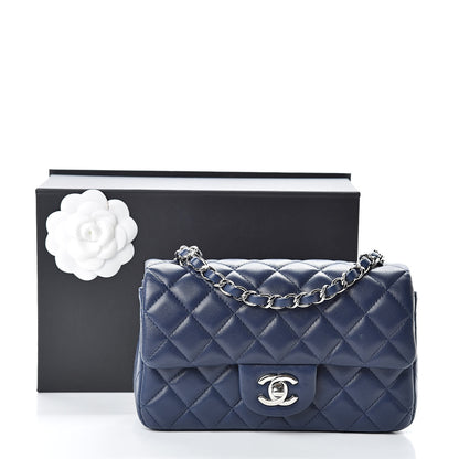 Chanel Lambskin Quilted Mini Rectangular Flap Dark Blue 12 of 12
