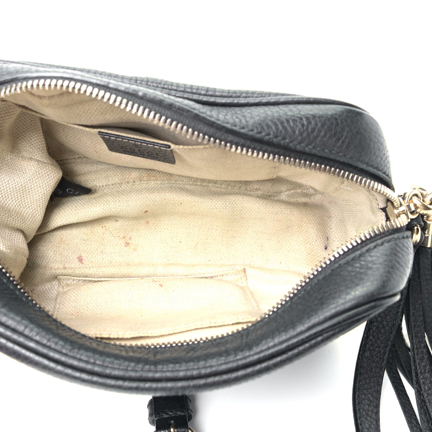 Pebbled Calfskin Small Soho Disco Bag Black