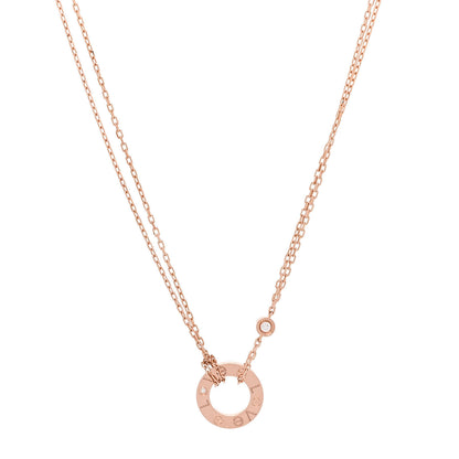 Cartier 18K Pink Gold 2 Diamond LOVE Necklace 1 of 6