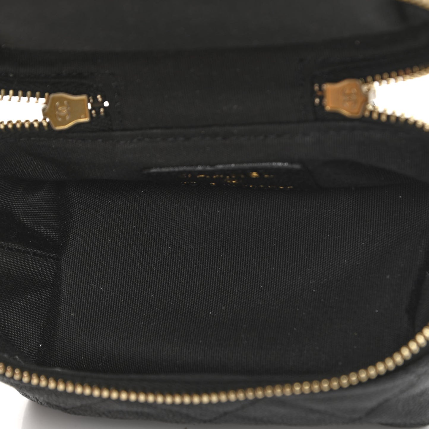 Caviar Quilted Mini Top Handle Vanity With Chain Black