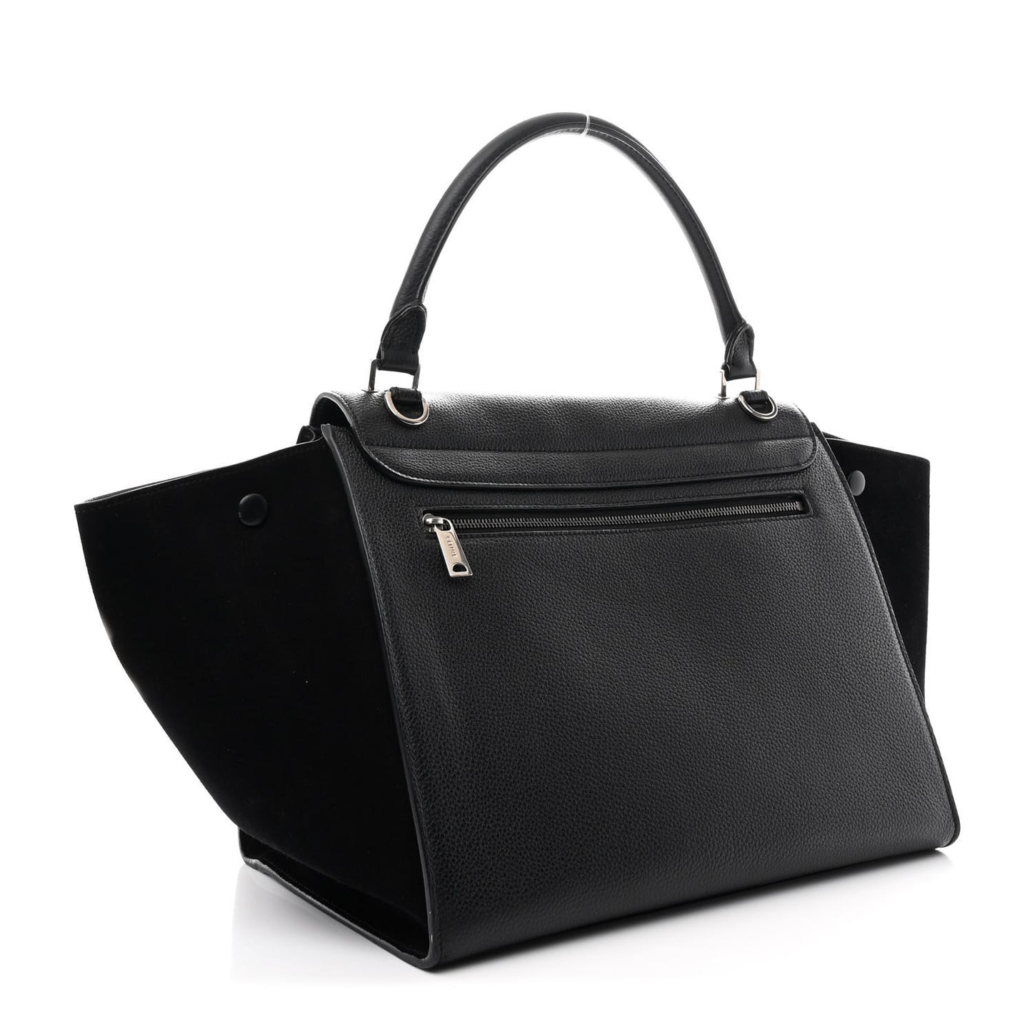 Drummed Calfskin Suede Medium Trapeze Black