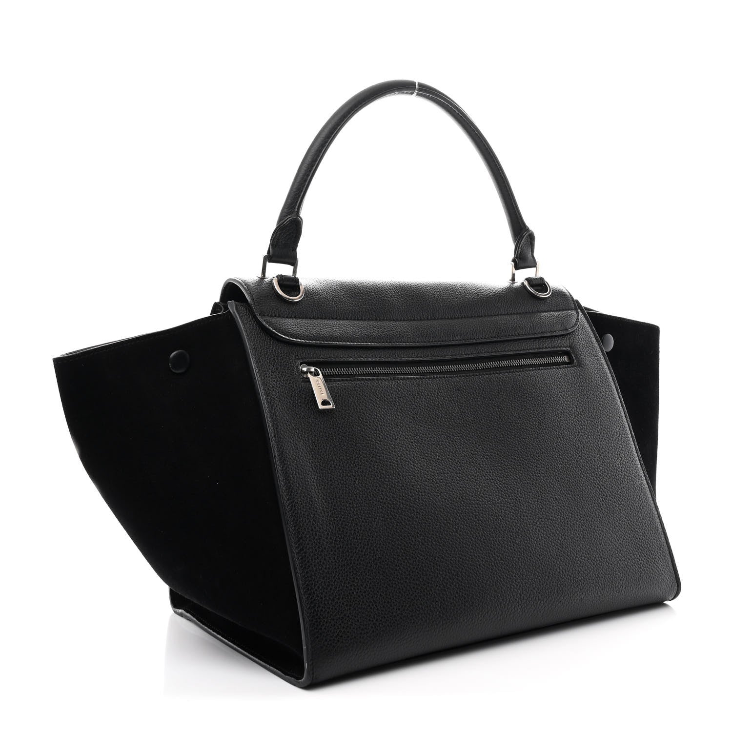 Celine Drummed Calfskin Suede Medium Trapeze Black 3 of 10