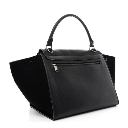 Celine Drummed Calfskin Suede Medium Trapeze Black 3 of 10