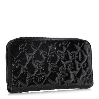 Chanel Patent Calfskin Lucky Symbols Zip Around Wallet Black 3 of 12
