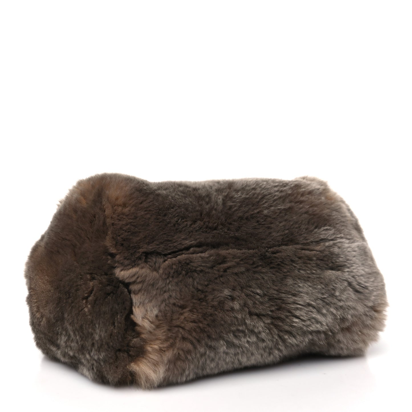 Rabbit Fur Kiss Lock Chain Clutch Brown