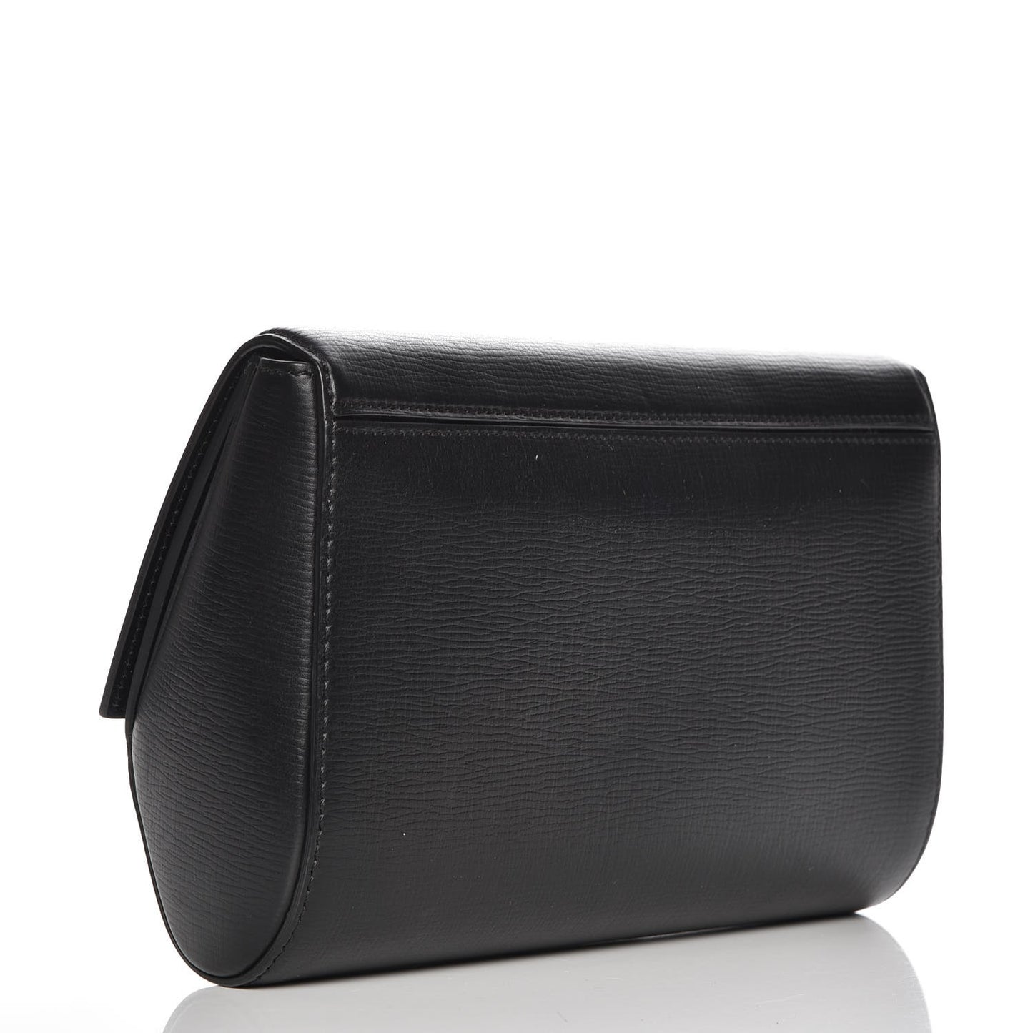 Textured Calfskin Pandora Box Clutch Black