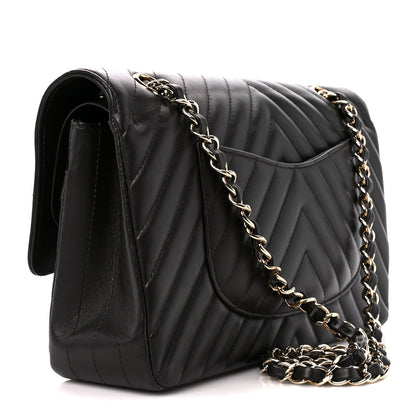 Chanel Lambskin Chevron Quilted Medium Double Flap Black 3 of 11