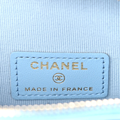 Chanel Lambskin Quilted CC In Love Heart Clutch With Chain Light Blue 6 of 11