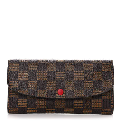 Louis Vuitton Damier Ebene Emilie Wallet Red 1 of 10