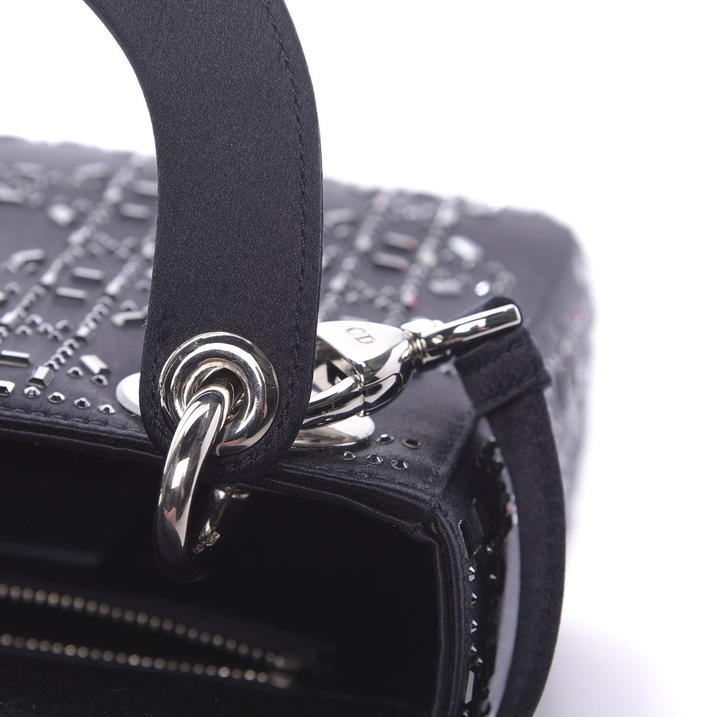 Satin Crystal Cannage Mini Lady Dior Navy