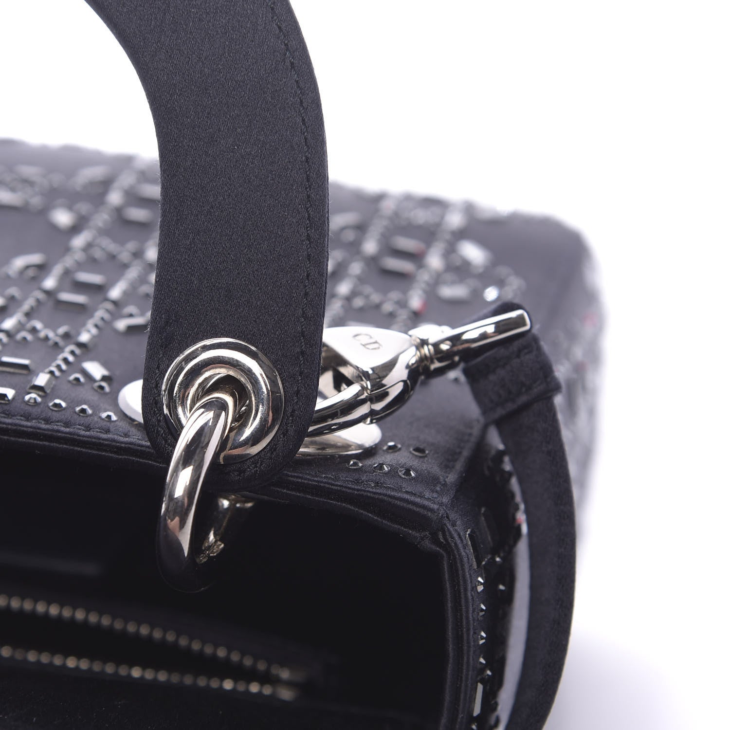 Christian Dior Satin Crystal Cannage Mini Lady Dior Navy 10 of 10