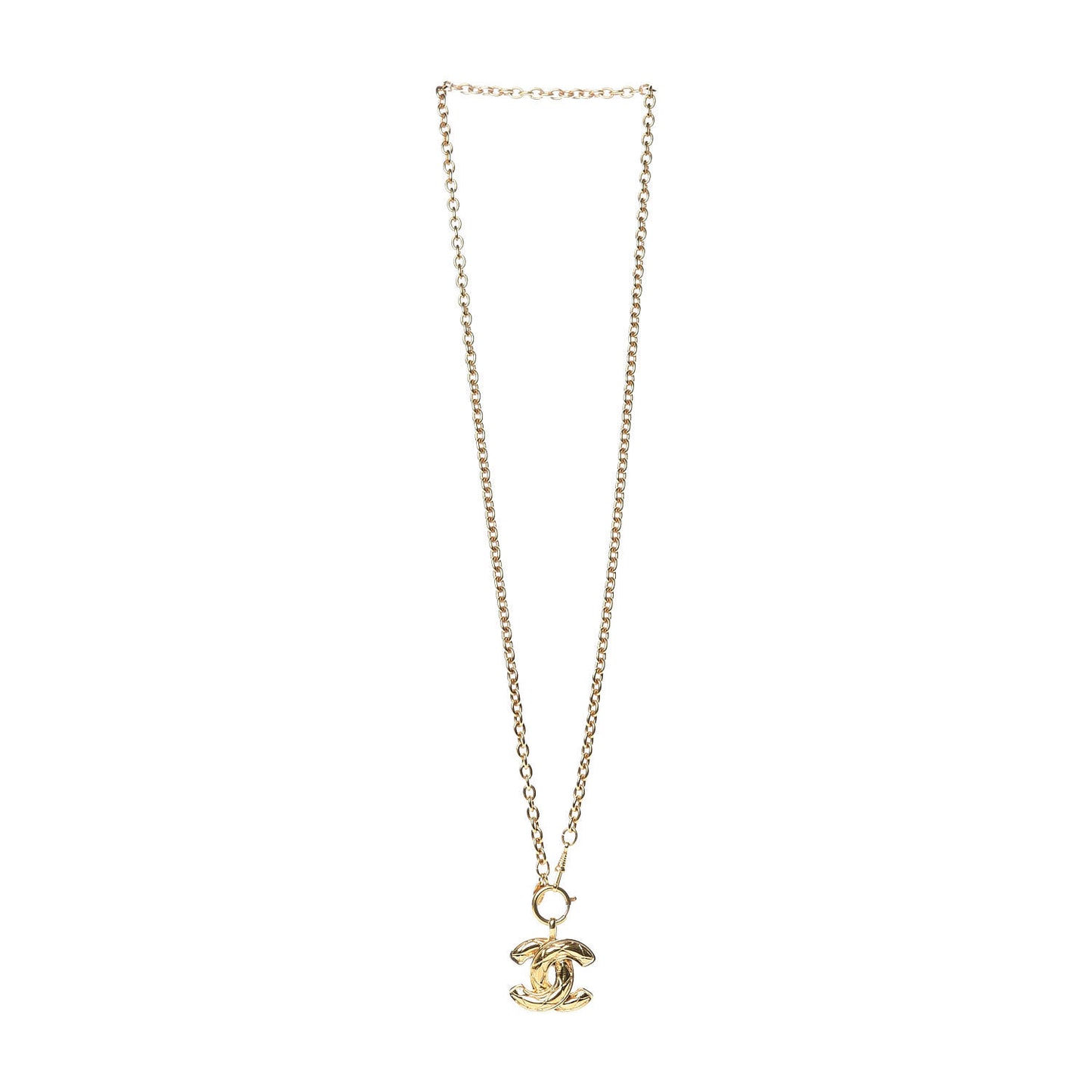 Quilted CC Necklace Gold