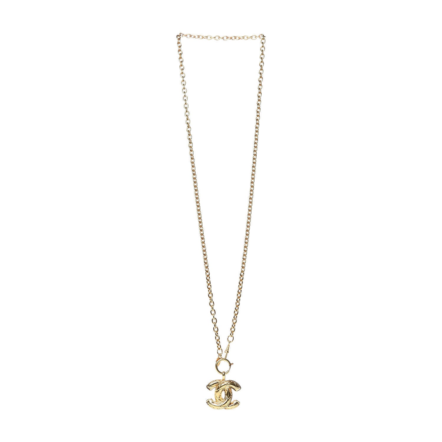 Chanel Quilted CC Necklace Gold 3 of 6