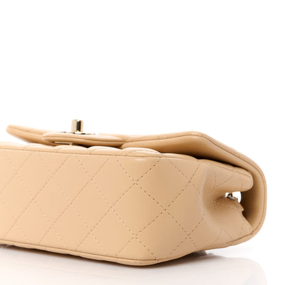 Chanel Lambskin Quilted Mini Rectangular Flap Beige 11 of 12