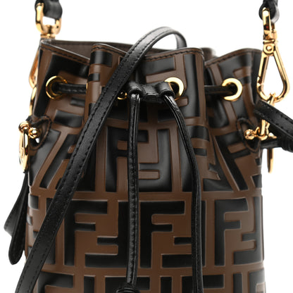 Fendi Vitello Liberty F is Fendi Bi-Color FF 1974 Embossed Mini Mon Tresor Bucket Bag Maya Black 8 of 10