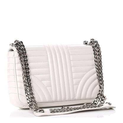 Prada Soft Calfskin Impunture Diagramme Medium Chain Flap Shoulder Bag White 2 of 12