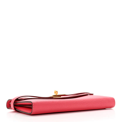 Hermes Chevre Mysore Kelly Longue Wallet Rose Lipstick 4 of 10