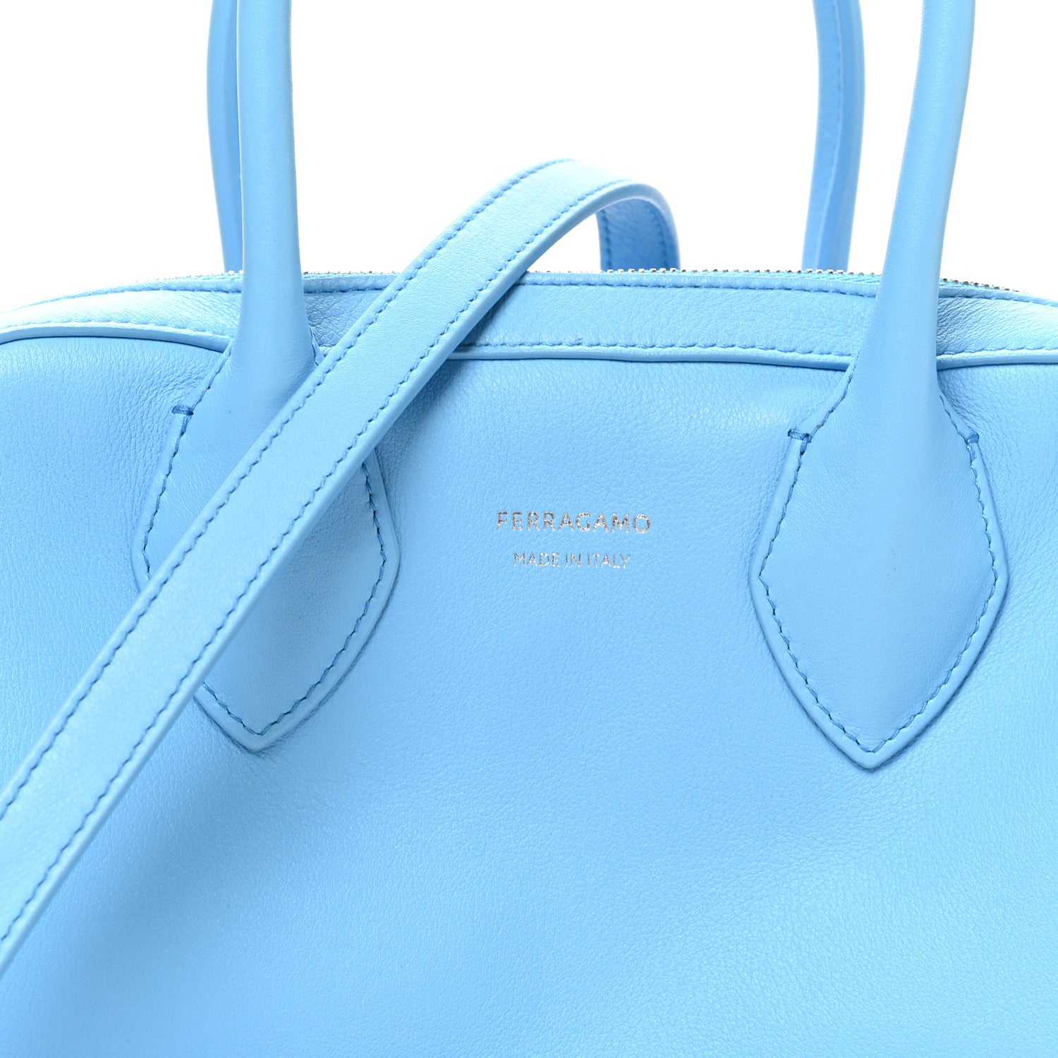 Salvatore Ferragamo Calfskin Star Top Handle Bag Blue 8 of 10