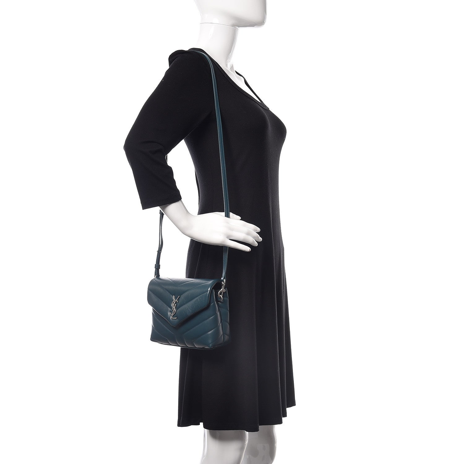 Saint Laurent Calfskin Y Quilted Monogram Toy Loulou Satchel Dark Turquoise 2 of 11