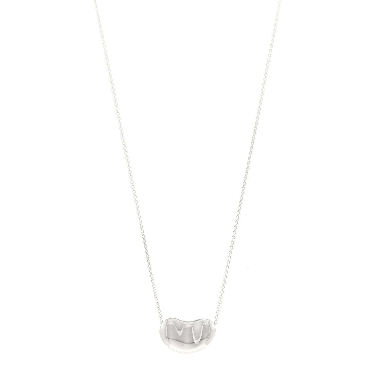 Tiffany Sterling Silver 18mm Elsa Peretti Bean Pendant Necklace 1 of 5