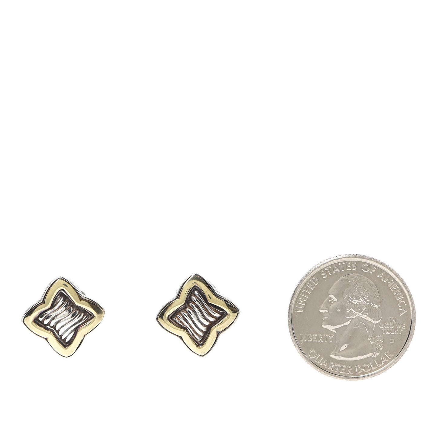 Sterling Silver 14K Yellow Gold Quatrefoil Earrings