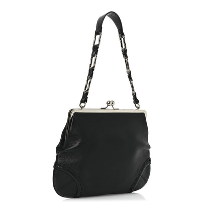 Burberry Goatskin Kiss Lock Frame Shoulder Bag Black 3 of 14