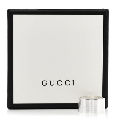 Gucci Sterling Silver 12mm Signature Band Ring 57 8 5 of 5