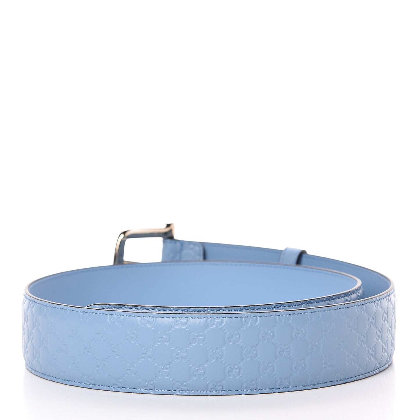 Soft Microguccissima Margaux Calfskin Belt 90 36 Mineral Blue