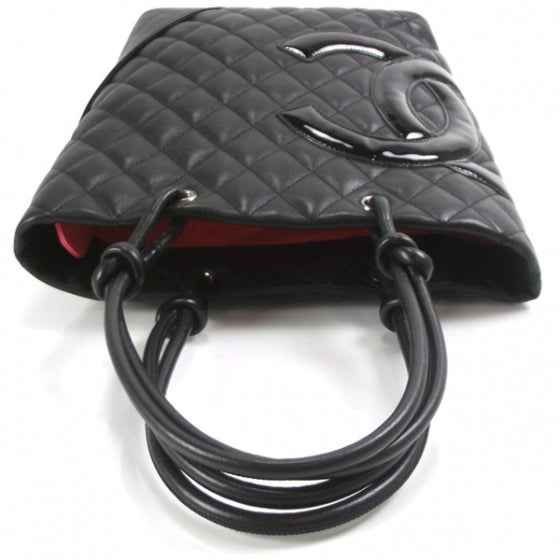 Calfskin Quilted Small Cambon Tote Black