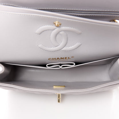 Chanel Lambskin Quilted Small Double Flap Light Grey 5 of 15