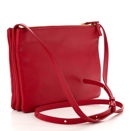 Celine Lambskin Large Trio Crossbody Bag Red 3 of 11