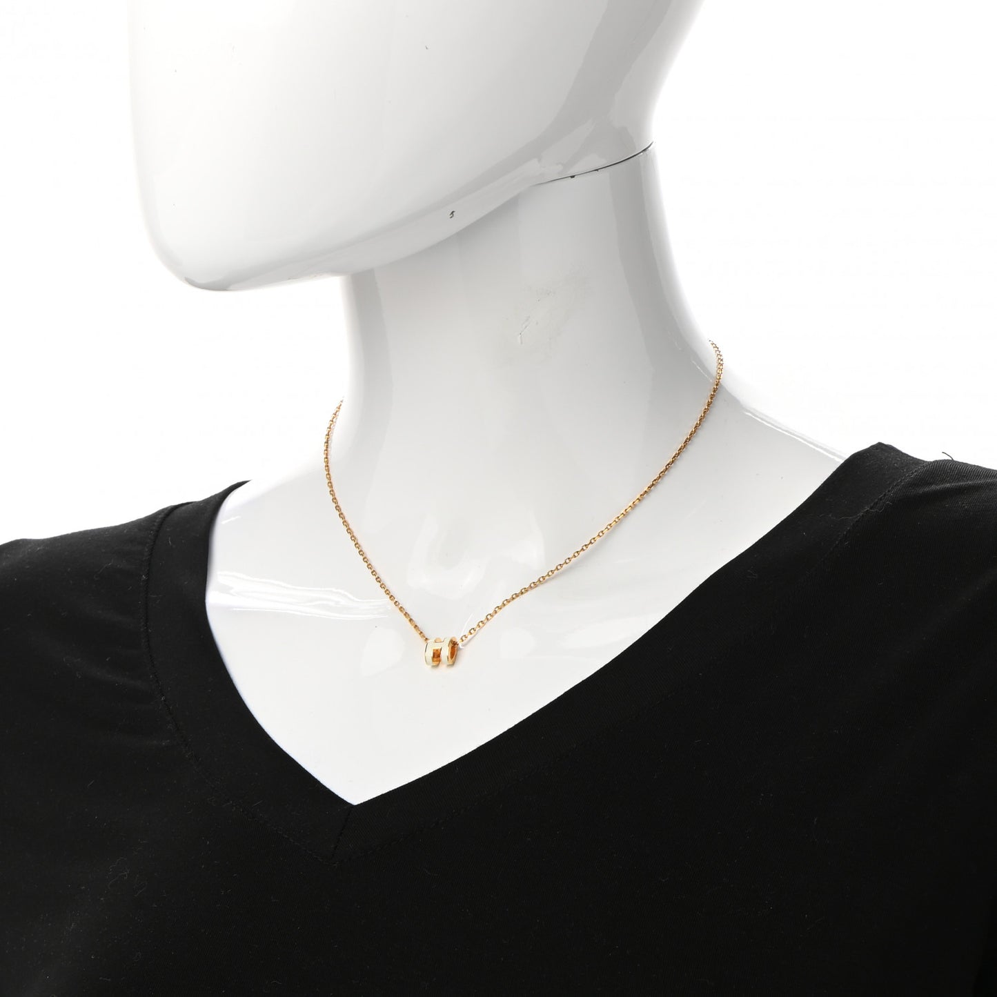 Lacquered Gold Mini Pop H Pendant Necklace White