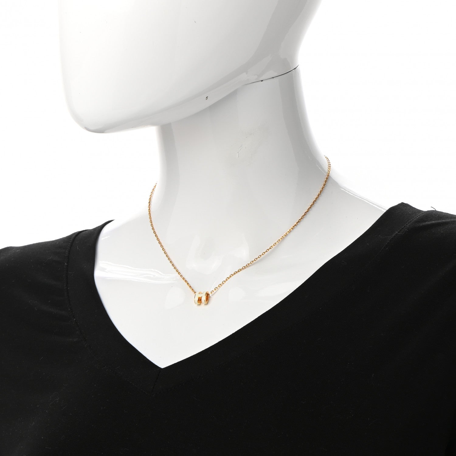 Hermes Lacquered Gold Mini Pop H Pendant Necklace White 2 of 7