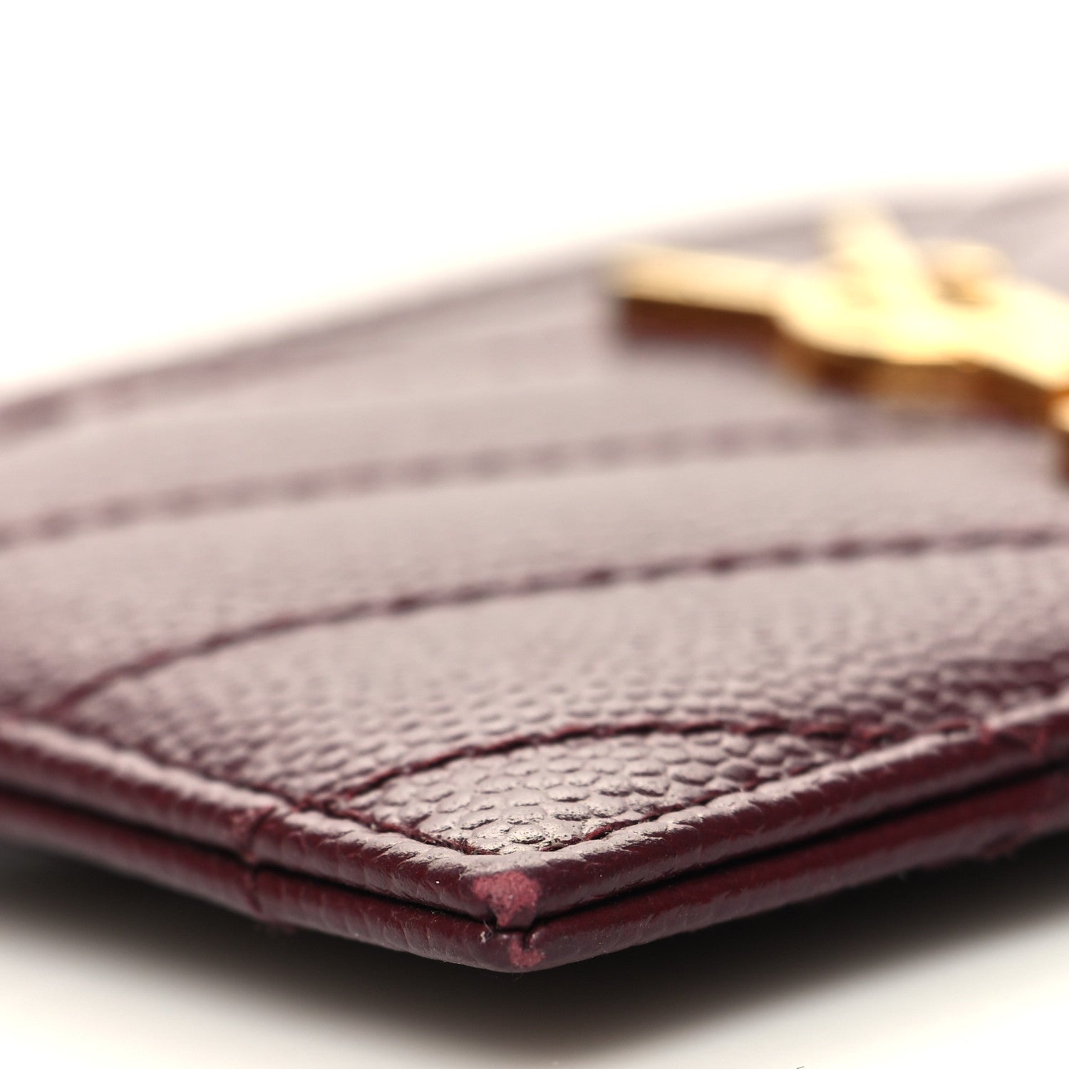 Saint Laurent Grain De Poudre Matelasse Chevron Cassandre Credit Card Case Rouge Legion 9 of 11