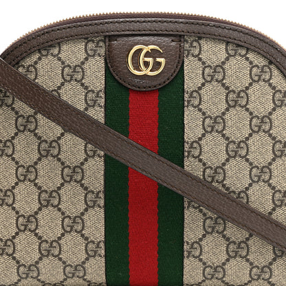 Gucci GG Supreme Monogram Textured Dollar Calfskin Web Small Ophidia Dome Shoulder Bag Beige Ebony New Acero 8 of 11