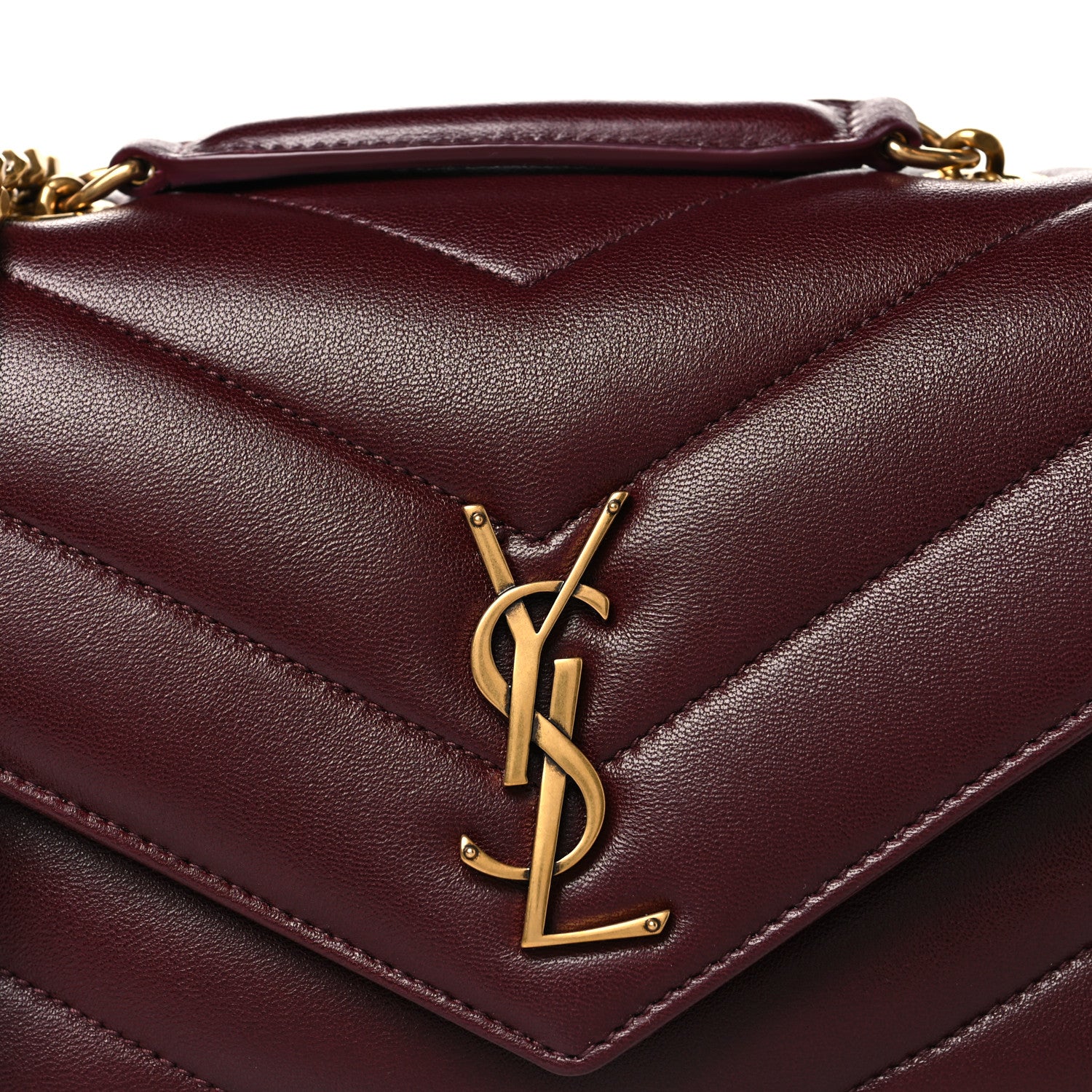 Saint Laurent Lambskin Chevron Quilted Small Loulou Rouge Cabernet 9 of 11