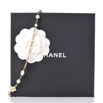 Chanel Metal Resin Pearl Star CC Necklace Gold 5 of 5