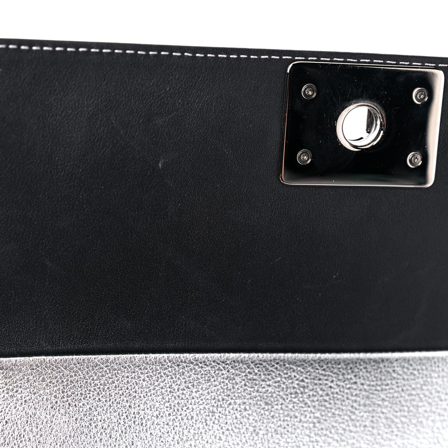 Metallic Goatskin Calfskin Medium Boy Flap Silver Black