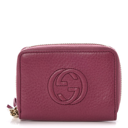 Gucci Pebbled Calfskin Soho Compact Disco Zip Around Wallet Peonia Flower 1 of 7