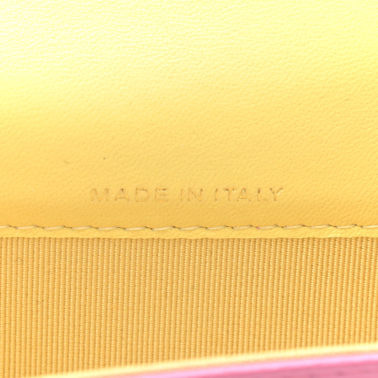 Lambskin Quilted Flap Card Holder Wallet Pink Yellow