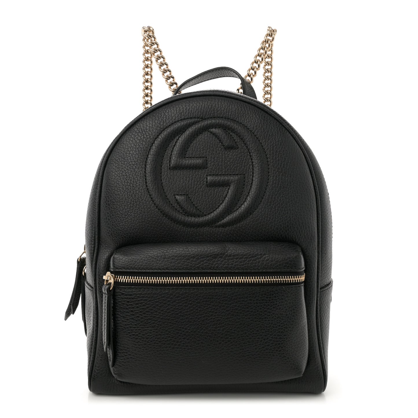 Pebbled Calfskin Soho Chain Backpack Black